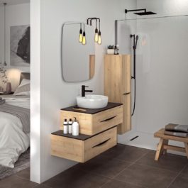 Meuble sde salle de bains en bois Bento de Decotec chez Grandbains