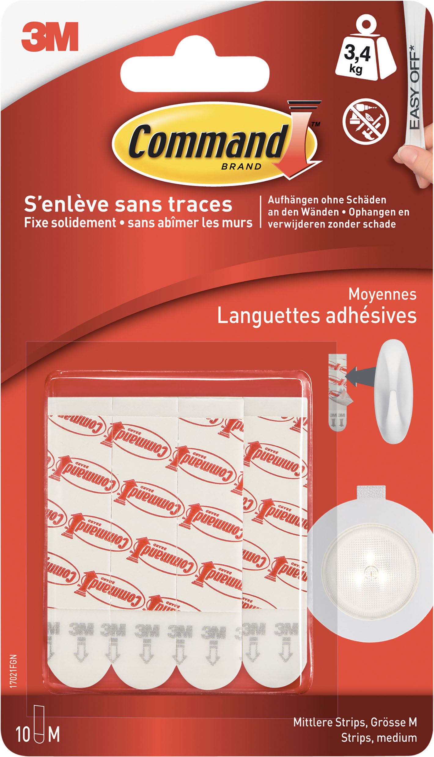 COMMAND Blister de 8 Languettes de fixation Command™ pour tableau, Petit  modèle Blanc Poids max 1,8 kg ≡ CALIPAGE