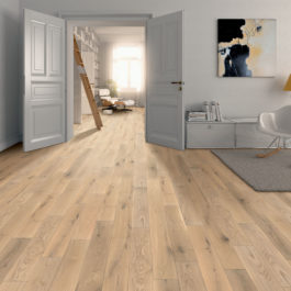 Udiwood Massif Élégance, parquet en chêne massif, choix de bois Country, teinte Cristal, brossé verni mat